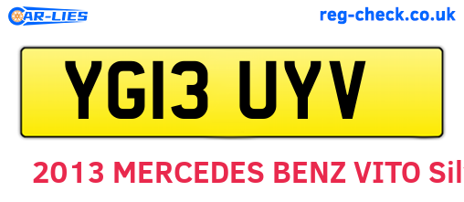 YG13UYV are the vehicle registration plates.