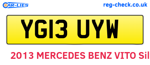YG13UYW are the vehicle registration plates.