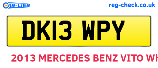 DK13WPY are the vehicle registration plates.
