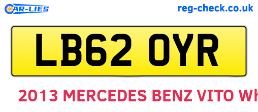 LB62OYR are the vehicle registration plates.