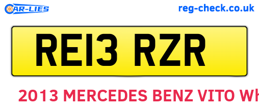 RE13RZR are the vehicle registration plates.