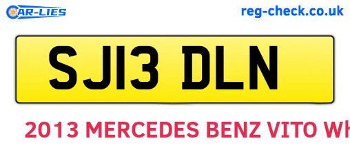 SJ13DLN are the vehicle registration plates.