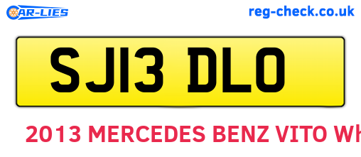 SJ13DLO are the vehicle registration plates.