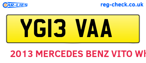 YG13VAA are the vehicle registration plates.