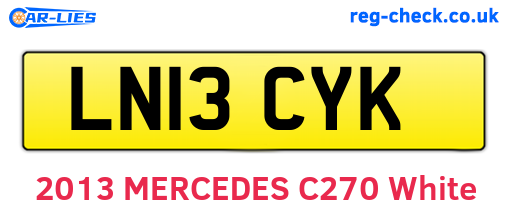 LN13CYK are the vehicle registration plates.