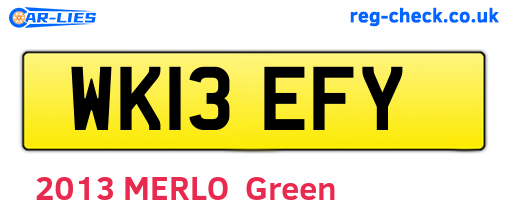 WK13EFY are the vehicle registration plates.