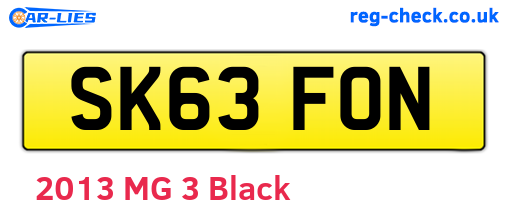 SK63FON are the vehicle registration plates.