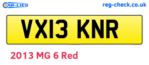 VX13KNR are the vehicle registration plates.