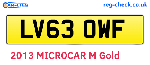 LV63OWF are the vehicle registration plates.