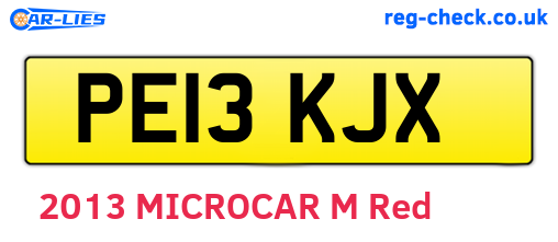 PE13KJX are the vehicle registration plates.
