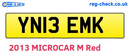 YN13EMK are the vehicle registration plates.