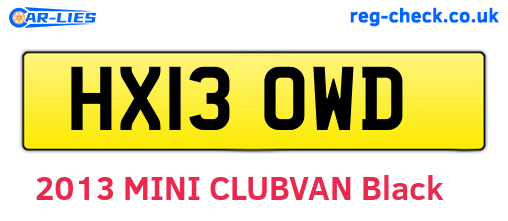 HX13OWD are the vehicle registration plates.