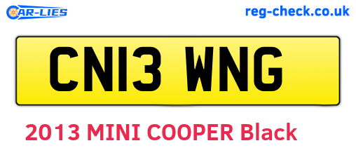 CN13WNG are the vehicle registration plates.