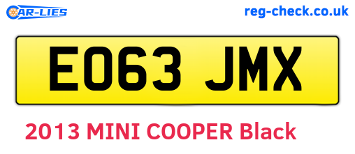 EO63JMX are the vehicle registration plates.