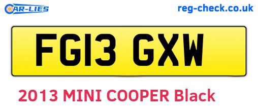 FG13GXW are the vehicle registration plates.