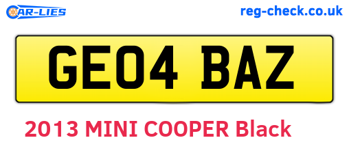 GE04BAZ are the vehicle registration plates.