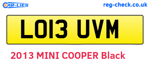 LO13UVM are the vehicle registration plates.