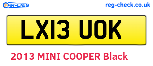 LX13UOK are the vehicle registration plates.