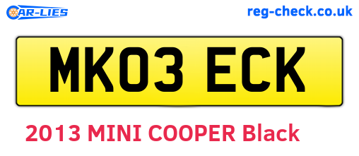 MK03ECK are the vehicle registration plates.