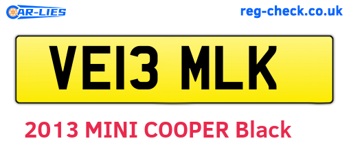 VE13MLK are the vehicle registration plates.