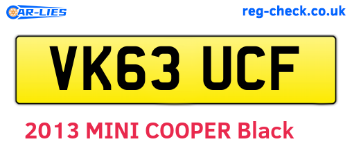VK63UCF are the vehicle registration plates.