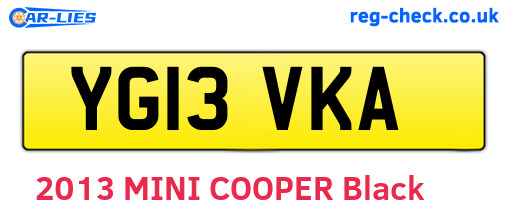 YG13VKA are the vehicle registration plates.