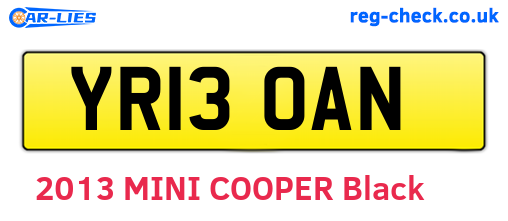YR13OAN are the vehicle registration plates.
