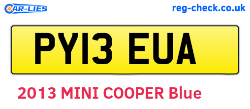 PY13EUA are the vehicle registration plates.