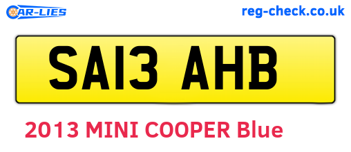 SA13AHB are the vehicle registration plates.
