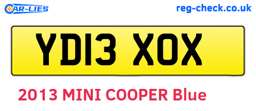 YD13XOX are the vehicle registration plates.