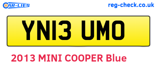 YN13UMO are the vehicle registration plates.
