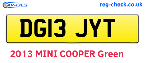 DG13JYT are the vehicle registration plates.