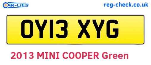 OY13XYG are the vehicle registration plates.