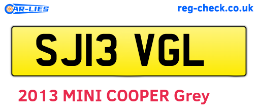 SJ13VGL are the vehicle registration plates.