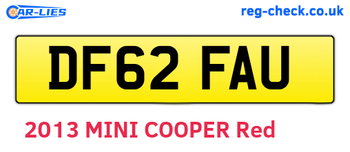 DF62FAU are the vehicle registration plates.