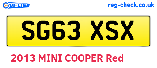 SG63XSX are the vehicle registration plates.