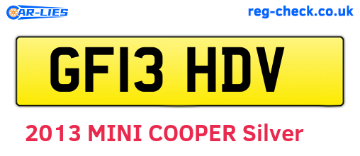 GF13HDV are the vehicle registration plates.