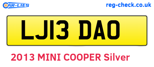 LJ13DAO are the vehicle registration plates.
