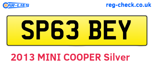 SP63BEY are the vehicle registration plates.