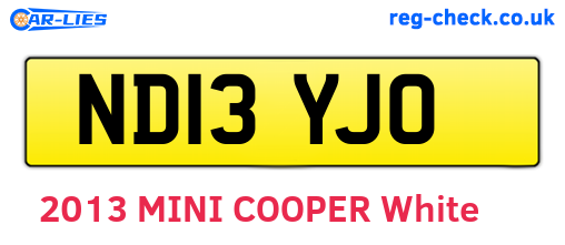 ND13YJO are the vehicle registration plates.