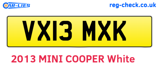 VX13MXK are the vehicle registration plates.