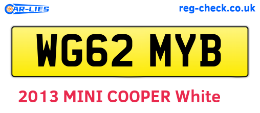 WG62MYB are the vehicle registration plates.