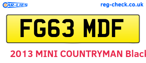 FG63MDF are the vehicle registration plates.
