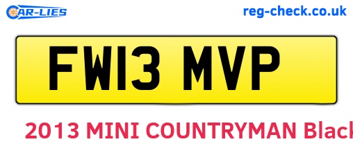 FW13MVP are the vehicle registration plates.