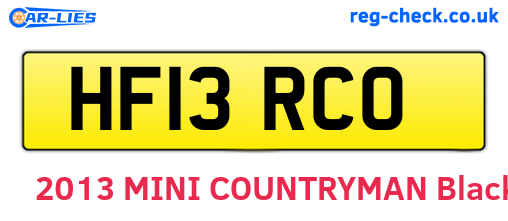 HF13RCO are the vehicle registration plates.