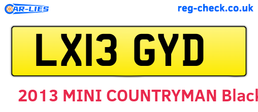 LX13GYD are the vehicle registration plates.