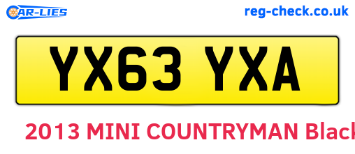 YX63YXA are the vehicle registration plates.