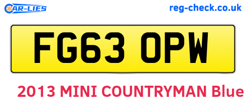 FG63OPW are the vehicle registration plates.