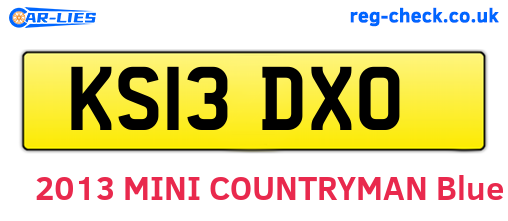 KS13DXO are the vehicle registration plates.
