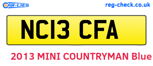 NC13CFA are the vehicle registration plates.